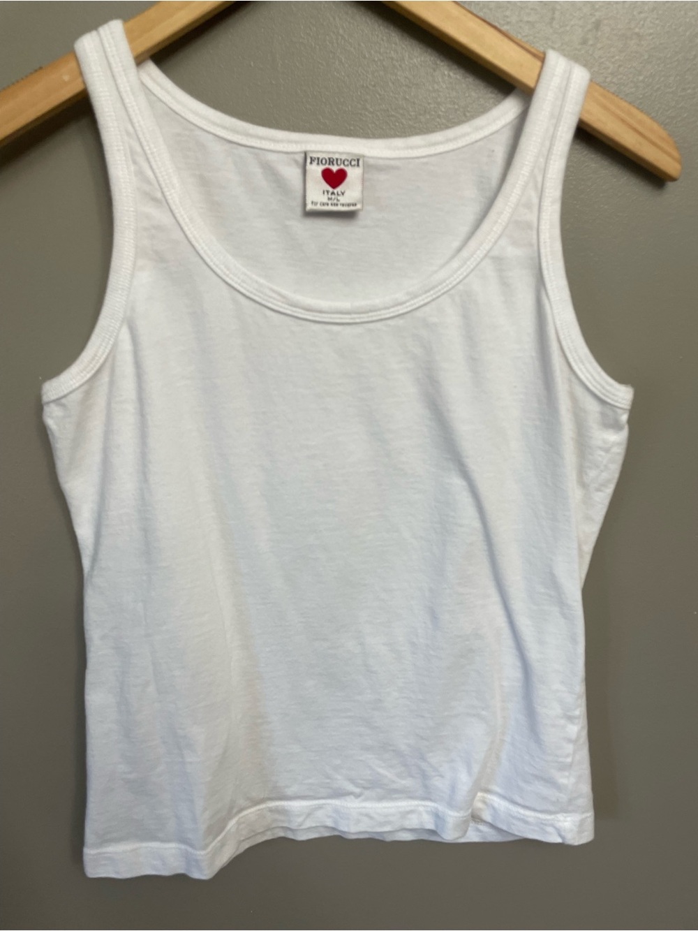 Fiorucci Women’s White Tank Top size:        
M/L. 
Italy
